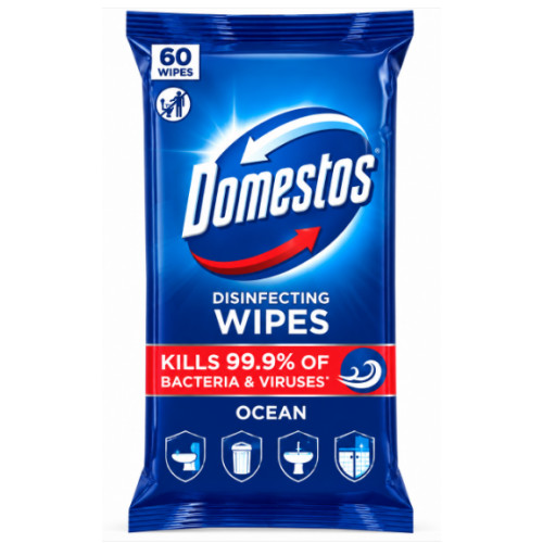Дезинфікуючі вологі серветки Domestos Disinfecting Wipes Ocean, 60 шт.